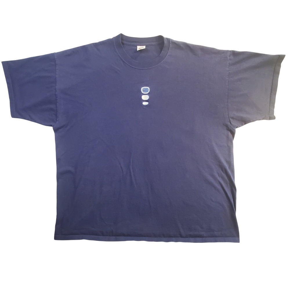 Vintage Nike Center Swoosh T Shirt Mens XXL Navy Blue Embroidered Made in Canada